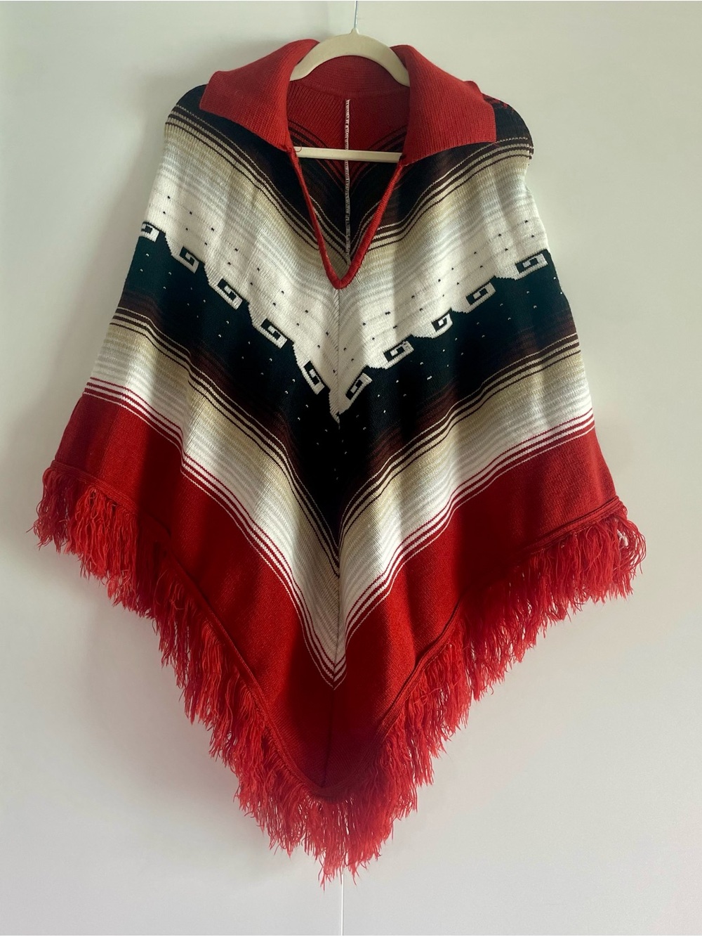 Vintage 1970s Poncho with Fringe